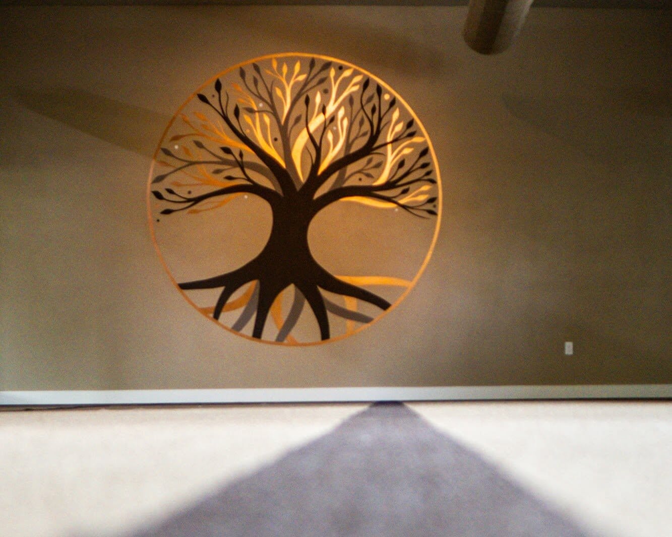 The copper tree-of-life mural.